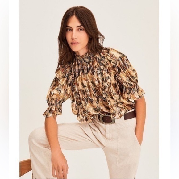 NWT Ba&sh Gilda Metallic Blouse Size 3 - Picture 1 of 9